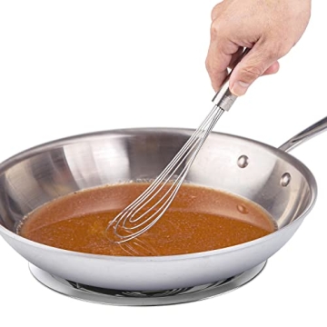 Prepworks by Progressive 10" Flat Whisk, Handheld Steel Wire Whisk Perfect for Whisking, Flat Roux Whisk, Gravy Stirring, BPA Free, Dishwasher Safe