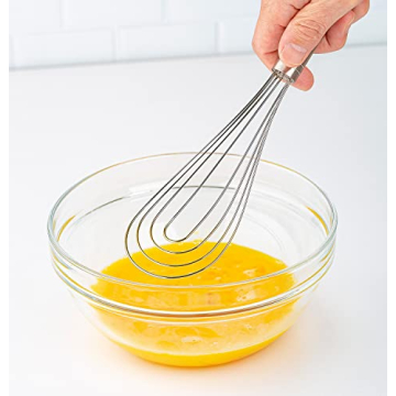 Prepworks by Progressive 10" Flat Whisk, Handheld Steel Wire Whisk Perfect for Whisking, Flat Roux Whisk, Gravy Stirring, BPA Free, Dishwasher Safe