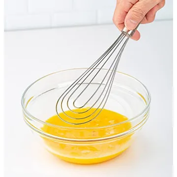 Prepworks by Progressive 10" Flat Whisk, Handheld Steel Wire Whisk Perfect for Whisking, Flat Roux Whisk, Gravy Stirring, BPA Free, Dishwasher Safe