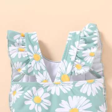 Newborn Baby Girl Ruffle Swimsuit Infant Toddler One Piece Floral Bikini Beach Bathing Swimwear Set(W2 Green,6-12 Months)