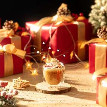 Sweese Espresso Cups Set of 4, Double Walled Glass Coffee Cups 4 Ounce, Insulated Espresso Shot Glass Cups for Espresso Accessories, Clear Glass Espresso Cups Suit for Espresso Machine