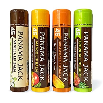 Panama Jack Sunscreen Lip Balm - SPF 45, Flavor Pack for On-the-Go Protection