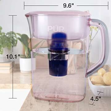PUR 7-Cup Water Filter Pitcher with 1 Genuine PUR Filter, 2-in-1 Powerful, Faster Filtration, Lasts 2 Months or 40 Gallons, Dishwasher Safe, Blush (PPT700PA)