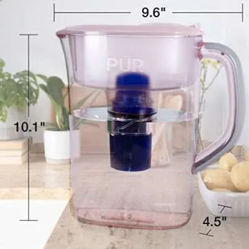 PUR 7-Cup Water Filter Pitcher with 1 Genuine PUR Filter, 2-in-1 Powerful, Faster Filtration, Lasts 2 Months or 40 Gallons, Dishwasher Safe, Blush (PPT700PA)