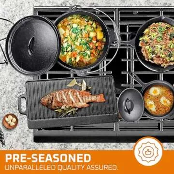 Bruntmor Camping Cooking Set - Complete 7-Piece Cast Iron Collection for Outdoor Cooking