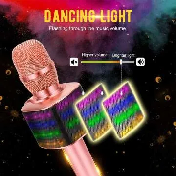 BONAOK Wireless Karaoke Microphone with LED Lights