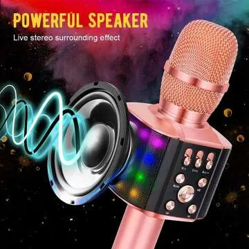 BONAOK Wireless Karaoke Microphone with LED Lights