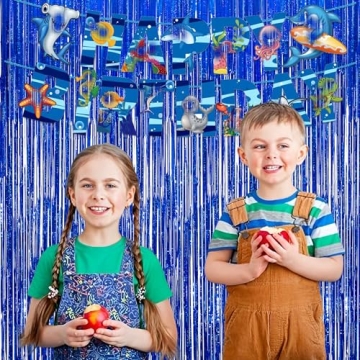 Dark Blue Tinsel Party Streamers - GREATRIL 2-Pack Backdrop