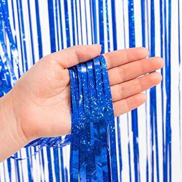 Dark Blue Tinsel Party Streamers - GREATRIL 2-Pack Backdrop