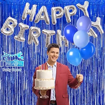 Dark Blue Tinsel Party Streamers - GREATRIL 2-Pack Backdrop