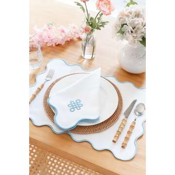 Hofdeco Premium Coastal Patio Indoor Outdoor Placemat Set, 14"x19" Double-Layered, Waterproof Cloth ...