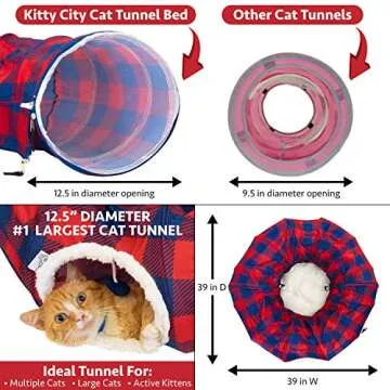 Plaid Tunnel Bed for Cats - Cozy Sleep & Play Area