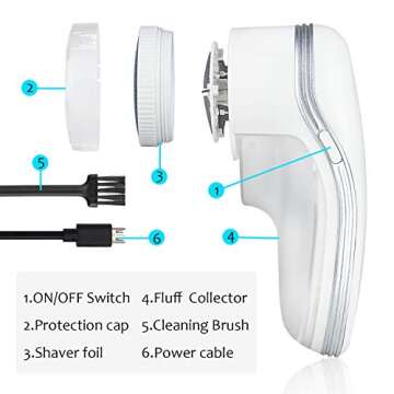 Fabric Shaver - Rechargeable Lint Remover Electric Sweater Fuzz Remover Clothes Furniture Shaver, Defuzzer, Effectively Remove Lint Pills Balls Bobbles from Carpet Curtain, Clothing.