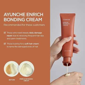 AYUNCHE Enrich Bonding Hair Cream 5.1 fl oz [For Dry & Damaged Hair] | Hair Bonding Technology | Intensive Damage Repair | Hydration & Anti-Frizz | Up to 450°F Heat Protection | Korea Salon Brand