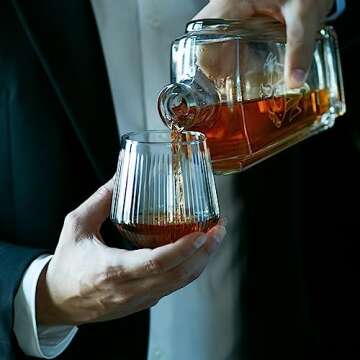 GRACE ERA Rituals Whiskey Glasses Set of 2 Old Fashioned Tumblers, Bar Glasses 10 Oz Rocks Barware F...