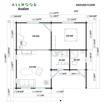 Allwood Avalon Cabin Kit 540 SQF Loft Triple Glass