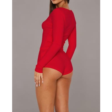 Cioatin Women 2 Piece Ribbed Knit Pajama Set Red