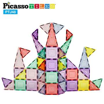 PicassoTiles Magnetic Tiles Blocks Magnet Tile Magnets Building Blocks Construction Toy Set with Ref...
