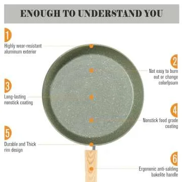 Kitchen Academy Induction Cookware Sets - 12 Piece Green Cooking Pan Set, Granite Nonstick Pots and Pans Set