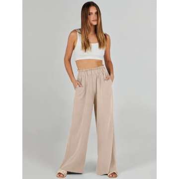 Stylish ANRABESS Women’s Linen Palazzo Pants for Summer