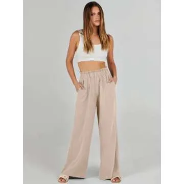 Stylish ANRABESS Women’s Linen Palazzo Pants for Summer