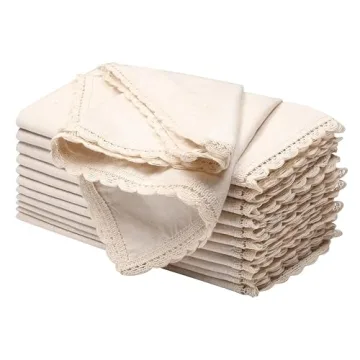 Limecasa 12-Piece Luxurious Lace Linen Napkin Set - Perfect for Dining and Gifting