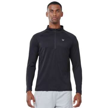 NORTHYARD Men's Running Shirt Long Sleeve Quarter Zip Pullover Moisture Wicking Quick Dry Athletic W...