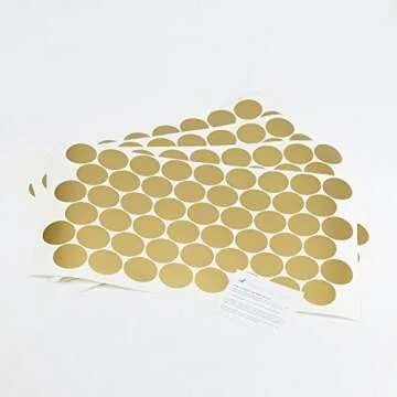 Easy Peel + Stick Gold Wall Decal Dots - 2 Inch (200 Decals) - Safe on Walls & Paint - Metallic Vinyl Polka Dot Decor - Round Circle Art Glitter Stickers - Large Paper Sheet Baby Nursery Room Set