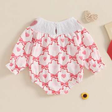 TheFound Baby Girls Valentine's Day Romper Pink Cute Toddler