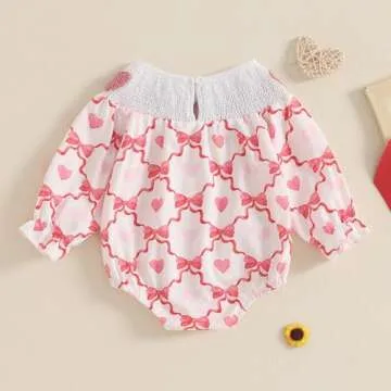 TheFound Baby Girls Valentine's Day Romper Pink Cute Toddler