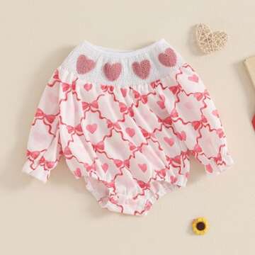 TheFound Baby Girls Valentine's Day Romper Pink Cute Toddler