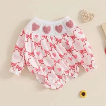 TheFound Baby Girls Valentine's Day Romper Pink Cute Toddler