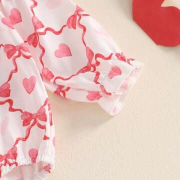 TheFound Baby Girls Valentine's Day Romper Pink Cute Toddler