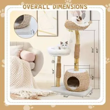 GLUTIA Wooden Cat Tree, Modern Cat Tree Tower with Jumping Platforms, Baskets, Cat Condo, 40" Cat Scratching Posts for Indoor Cats Kitten