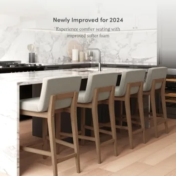 Modern Farmhouse Counter Stools with Natural Flax Fabric