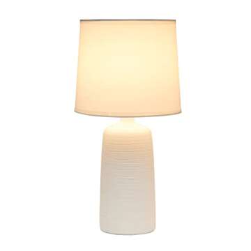 Simple Designs LT2085-OFF Textured Linear Pottery Ceramic Table Lamp, Off White