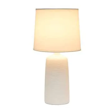 Simple Designs LT2085-OFF Textured Linear Pottery Ceramic Table Lamp, Off White
