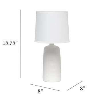 Simple Designs LT2085-OFF Textured Linear Pottery Ceramic Table Lamp, Off White