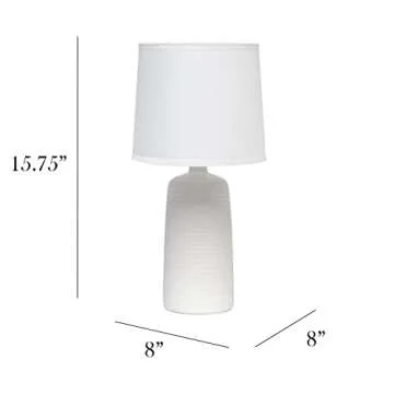 Simple Designs LT2085-OFF Textured Linear Pottery Ceramic Table Lamp, Off White