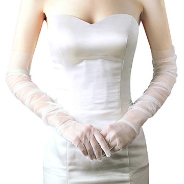 BABEYOND Mesh Gloves for Women - Long Tulle Gloves Wedding Opera Bridal Sheer Elbow Gloves Flapper A...