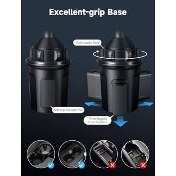 JSAUX Car Cup Holder Cellphone Mount, Metal Long-Arm Ultra Stable Phone Holder for Car Cupholders - Adjustable for iPhone 16 15 Pro Max 13 12 11, Samsung Galaxy S24 S23 Ultra, Google Pixel 9 Pro