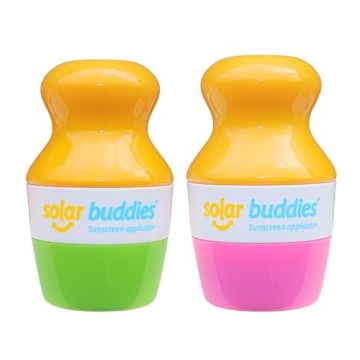 Solar Buddies Sunscreen Applicator - Pink & Green Duo - BPA-Free Refillable Roll on Sponge Sunscreen...