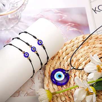Hicarer Evil Eye Jewelry Set for Luck and Style