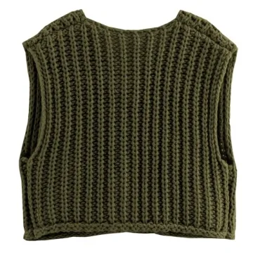 Hixiaohe Crochet Chunky Knit Sleeveless Vest for Women