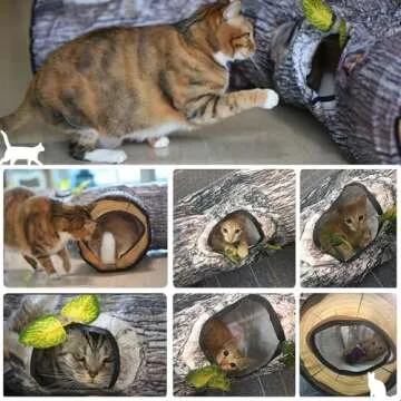FelRelWel Cat Tunnels for Indoor Cats, Cat Tunnel Toys, Cat Stuff Accessories for Large Cats Kitten and Other Small Animals to Chase and Play, Foldable & Easy to Store, Cat Tube Toys L 59"