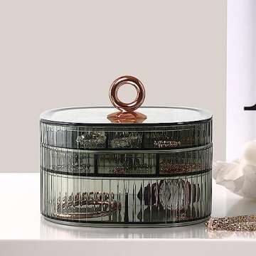 Stylish HALAFE 3-Layer Acrylic Jewelry Box for Organizing