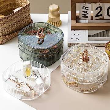 Stylish HALAFE 3-Layer Acrylic Jewelry Box for Organizing