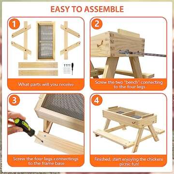 COLRASN Chicken Picnic Table for Happy Chickens