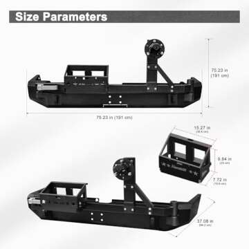 IGLDIPUO 4Runner Rear Bumper Compatible with 2015-2020 5th Gen 4Runner Steel Rear Bumper with Spare Tire Bracket, Oil Drum Holder, D-rings