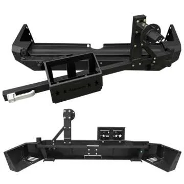 IGLDIPUO 4Runner Rear Bumper Compatible with 2015-2020 5th Gen 4Runner Steel Rear Bumper with Spare Tire Bracket, Oil Drum Holder, D-rings